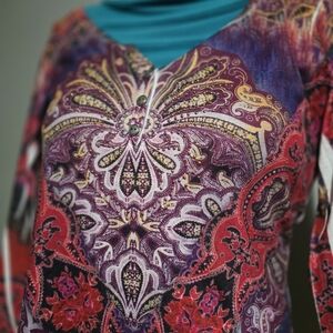 Style Co 3/4 Sleeve Printed Top Womans Size PM